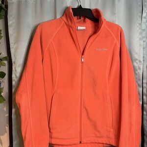 Columbia Orange Ski Jacket with Full Zip and Stand Up Collar